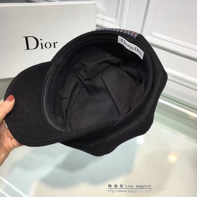 DIOR迪奧 日本走秀款 2018秋冬新款八角帽 休閒百搭羊絨貝蕾帽 LLWJ8050